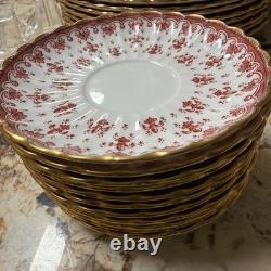Spode Bone China Fleur De Lys Red From Spode Design C. 1860 Tea Set 36 Pieces