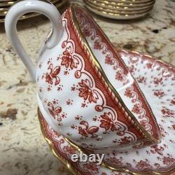 Spode Bone China Fleur De Lys Red From Spode Design C. 1860 Tea Set 36 Pieces
