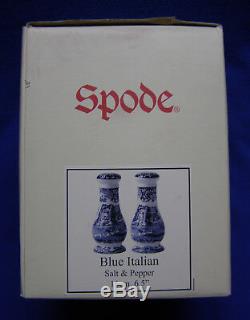 Spode China Blue Italian Oversized Salt and Pepper Shaker Set England