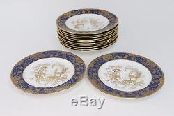 Spode Copeland China Salad Plates Cobalt Blue Gold Trim England Y7292 Set of 12