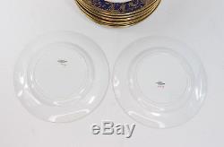 Spode Copeland China Salad Plates Cobalt Blue Gold Trim England Y7292 Set of 12
