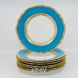 Spode Copeland Turquoise and Gold 9.4 Plates Set of 8