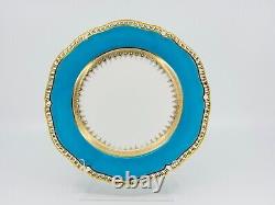 Spode Copeland Turquoise and Gold 9.4 Plates Set of 8