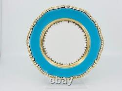 Spode Copeland Turquoise and Gold 9.4 Plates Set of 8