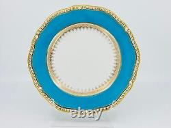 Spode Copeland Turquoise and Gold 9.4 Plates Set of 8