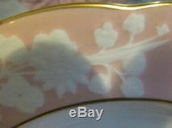 Spode Copeland's China England Set Of 6 Luncheon Plate Pink Embossed Floral Rose