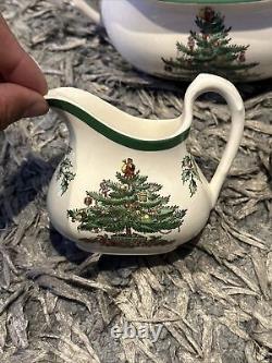 Spode England China Christmas Tree Teapot with Acorn Finial Tree Tea Set 3 Piece