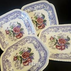 Spode Mayflower Square Luncheon Plates Set of 4 England Bone China Dinnerware