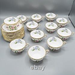 Spode Stafford Flowers Flat Cup & Saucers Set of 12 FREE USA SHIPPING