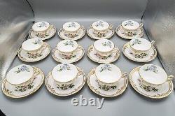 Spode Stafford Flowers Flat Cup & Saucers Set of 12 FREE USA SHIPPING