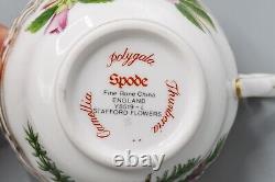 Spode Stafford Flowers Flat Cup & Saucers Set of 12 FREE USA SHIPPING