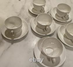 Stunning Set of 6 WEDGWOOD GALAXIE WHITE Bone China Cups & Saucers ENGLAND