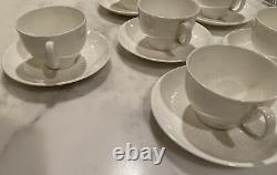 Stunning Set of 6 WEDGWOOD GALAXIE WHITE Bone China Cups & Saucers ENGLAND
