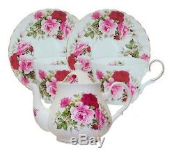 Summertime Rose Bone China Tea Set For Two Made In England