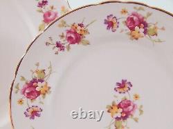 TUSCAN Bone China 16 Pc Set Pink-on-Pink 4 Cups Saucers Dessert Luncheon Plates