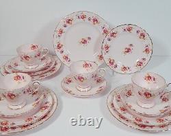 TUSCAN Bone China 16 Pc Set Pink-on-Pink 4 Cups Saucers Dessert Luncheon Plates