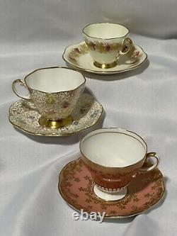 Tea Cups & Saucers (#3 Sets) EB FOLEY Bone China England #2737 #2724 #2918