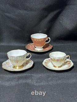 Tea Cups & Saucers (#3 Sets) EB FOLEY Bone China England #2737 #2724 #2918