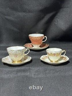 Tea Cups & Saucers (#3 Sets) EB FOLEY Bone China England #2737 #2724 #2918