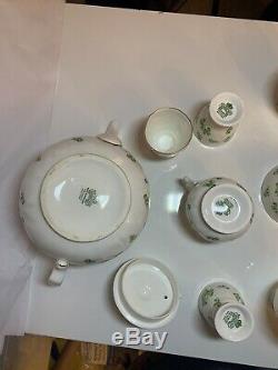 Tea Set AYNSLEY Shamrock BONE CHINA (England) Clover Irish Teapot Service For 2