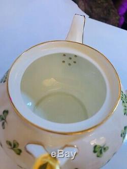Tea Set AYNSLEY Shamrock BONE CHINA (England) Clover Irish Teapot Service For 2