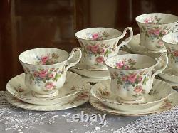 Timeless Vintage Bone China Tea Set 6 Persons'moss Rose' Royal Albert England