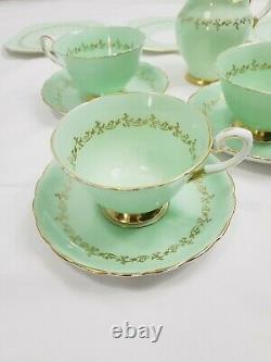 Tuscan Albany 11 Pieces Tea Set Cake Plate Tea Bone China England Mint Color