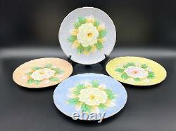 Tuscan C4725 White Flower Different Colour Plates(Set of 4) Bone China England
