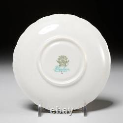 Tuscan England Blenheim Green White Floral Bone China Teacup Saucer 4 Sets Lot B