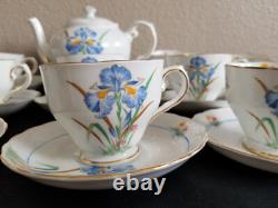 Tuscan bone china England whole blue iris tea set. 20 pieces