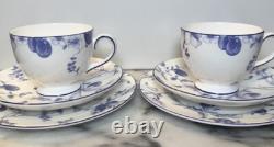 Two (2) Wedgwood Blue Plum Three-Piece Sets Bone China Made in England