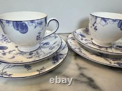 Two (2) Wedgwood Blue Plum Three-Piece Sets Bone China Made in England
