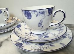 Two (2) Wedgwood Blue Plum Three-Piece Sets Bone China Made in England
