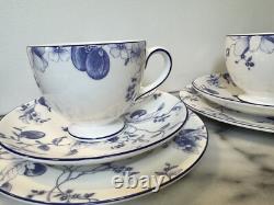 Two (2) Wedgwood Blue Plum Three-Piece Sets Bone China Made in England