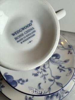 Two (2) Wedgwood Blue Plum Three-Piece Sets Bone China Made in England