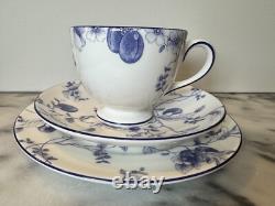 Two (2) Wedgwood Blue Plum Three-Piece Sets Bone China Made in England