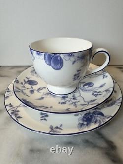 Two (2) Wedgwood Blue Plum Three-Piece Sets Bone China Made in England