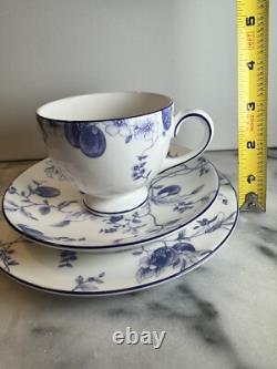 Two (2) Wedgwood Blue Plum Three-Piece Sets Bone China Made in England