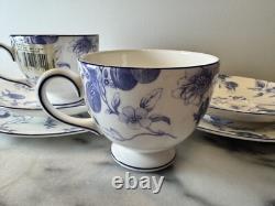 Two (2) Wedgwood Blue Plum Three-Piece Sets Bone China Made in England