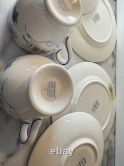 Two (2) Wedgwood Blue Plum Three-Piece Sets Bone China Made in England