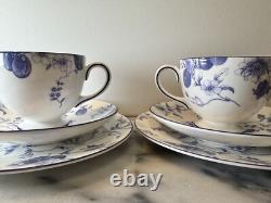 Two (2) Wedgwood Blue Plum Three-Piece Sets Bone China Made in England
