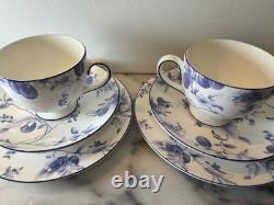 Two (2) Wedgwood Blue Plum Three-Piece Sets Bone China Made in England