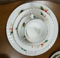 VINTAGE Poinsettia By Royal Albert Bone China 41 piece set Made in England