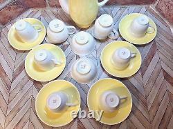 VTG. 1950s Susie Cooper Bone China England Yellow Raised Dots Coffee Set Rare