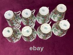 VTG Coalport Bone China Indian Tree set of 8 Tea Cups & Saucers Made in England