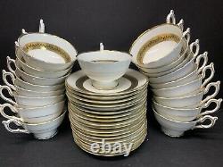 VTG Coalport CITATION White Gold Border Bone China Tea Cup & Saucer Set Of 12