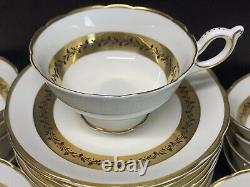 VTG Coalport CITATION White Gold Border Bone China Tea Cup & Saucer Set Of 12
