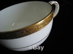 VTG MCM Royal Cauldon China 4 Bouillon Soup Bowl Sets L4142 England Gold Trim
