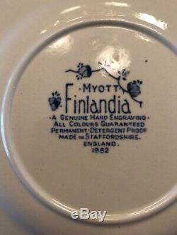 VTG Myott Finlandia China Set Staffordshire England White with Blue Design