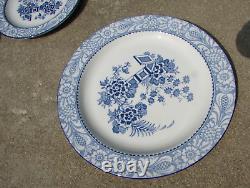 VTG Set of 13 Wincanton Woods Ware England Blue White Floral Plate Set #657618